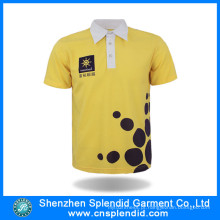 Homens personalizados Top Quality Moda Amarelo Impresso Camisa Polo